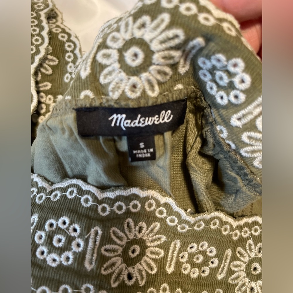 NWT Madewell Embroidered Corduroy Square-Neck Mini Dress - Picture 6 of 9